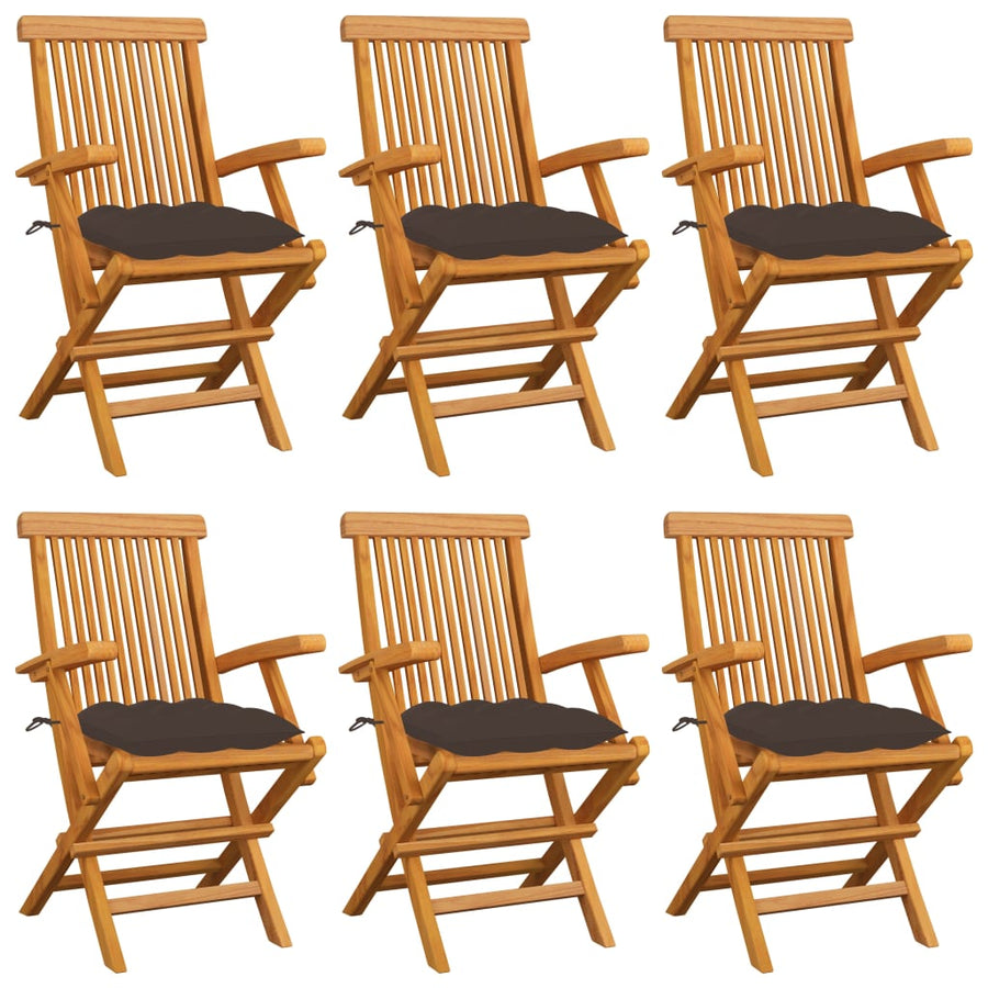 Tuinstoelen 6 St Met Taupe Kussens Massief Teakhout