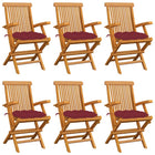 Tuinstoelen 6 stuks massief teakhout wijnrood