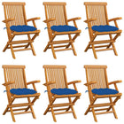Tuinstoelen massief teakhout 6 stuks blauw