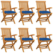 Tuinstoelen massief teakhout 6 stuks blauw