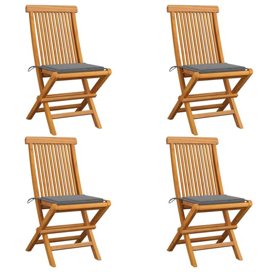 Tuinstoelen Met Grijze Kussens Massief Teakhout 1 4 Grijs