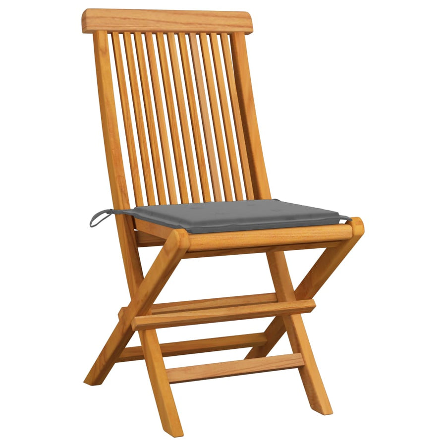 Tuinstoelen Met Grijze Kussens Massief Teakhout 1 4 Grijs