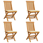 Garden chairs 4 pcs with cream cushions solid teak wood