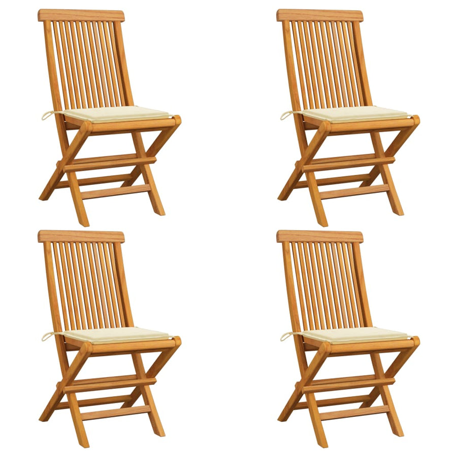 Tuinstoelen Met Kleurige Kussens Massief Teakhout 1 4 Crème
