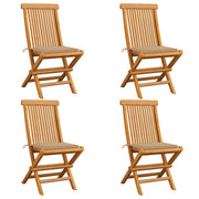 Tuinstoelen 4 st massief teakhout beige kussens