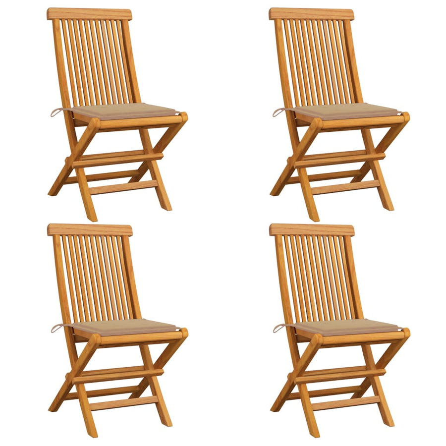 Tuinstoelen 4 St Met Beige Kussens Massief Teakhout 1