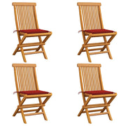 Tuinstoelen massief teakhout rood 4 stuks klapstoel