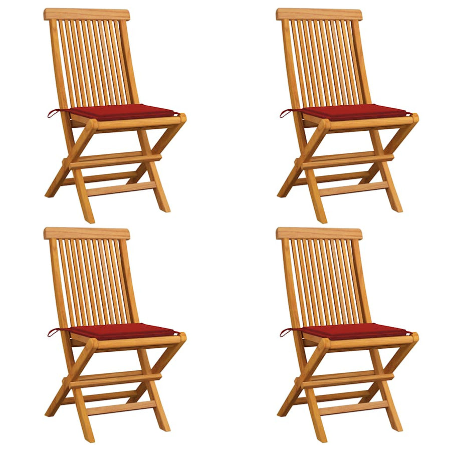 Tuinstoelen Met Rode Kussens Massief Teakhout 1