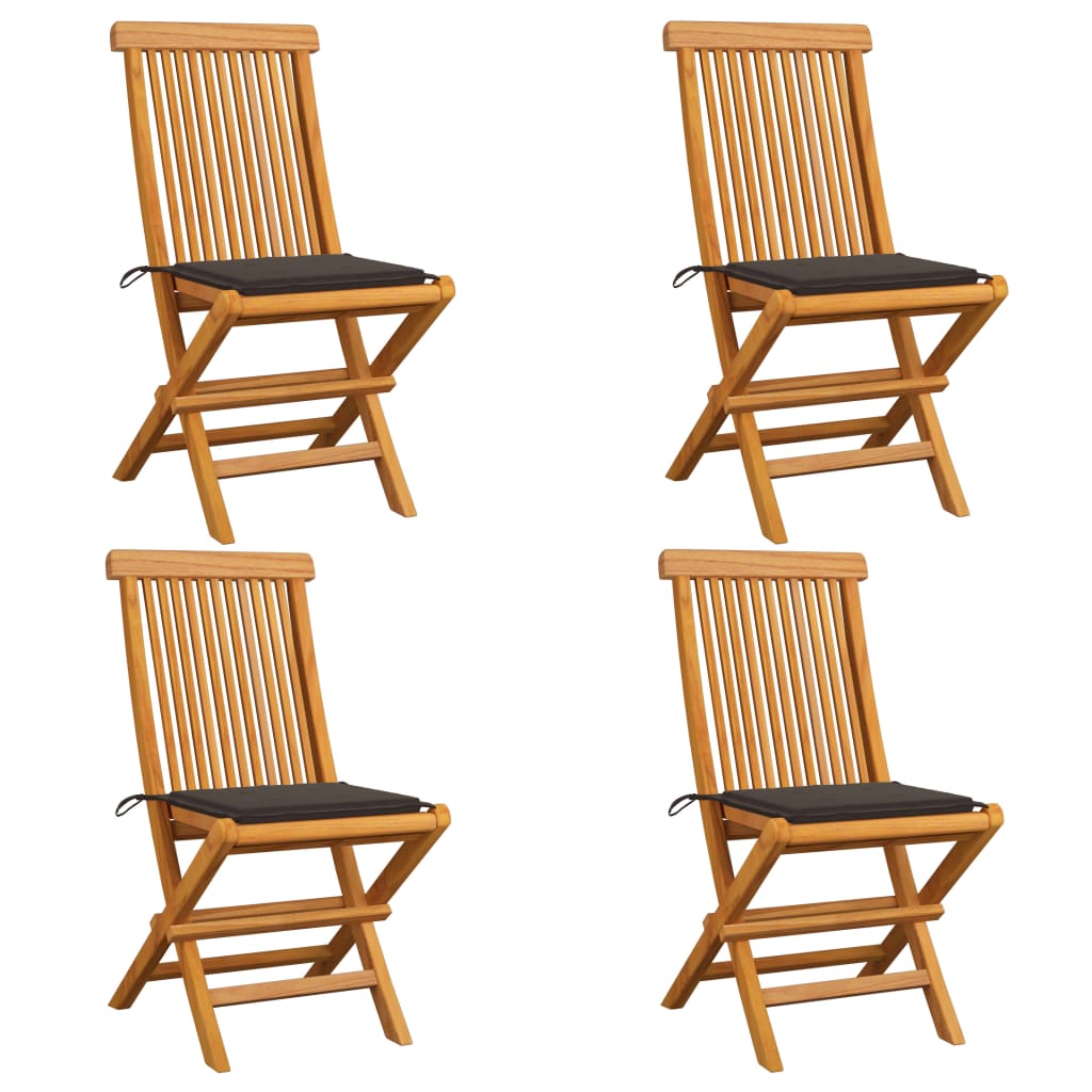 Tuinstoelen 4 St Met Taupe Kussens Massief Teakhout 1
