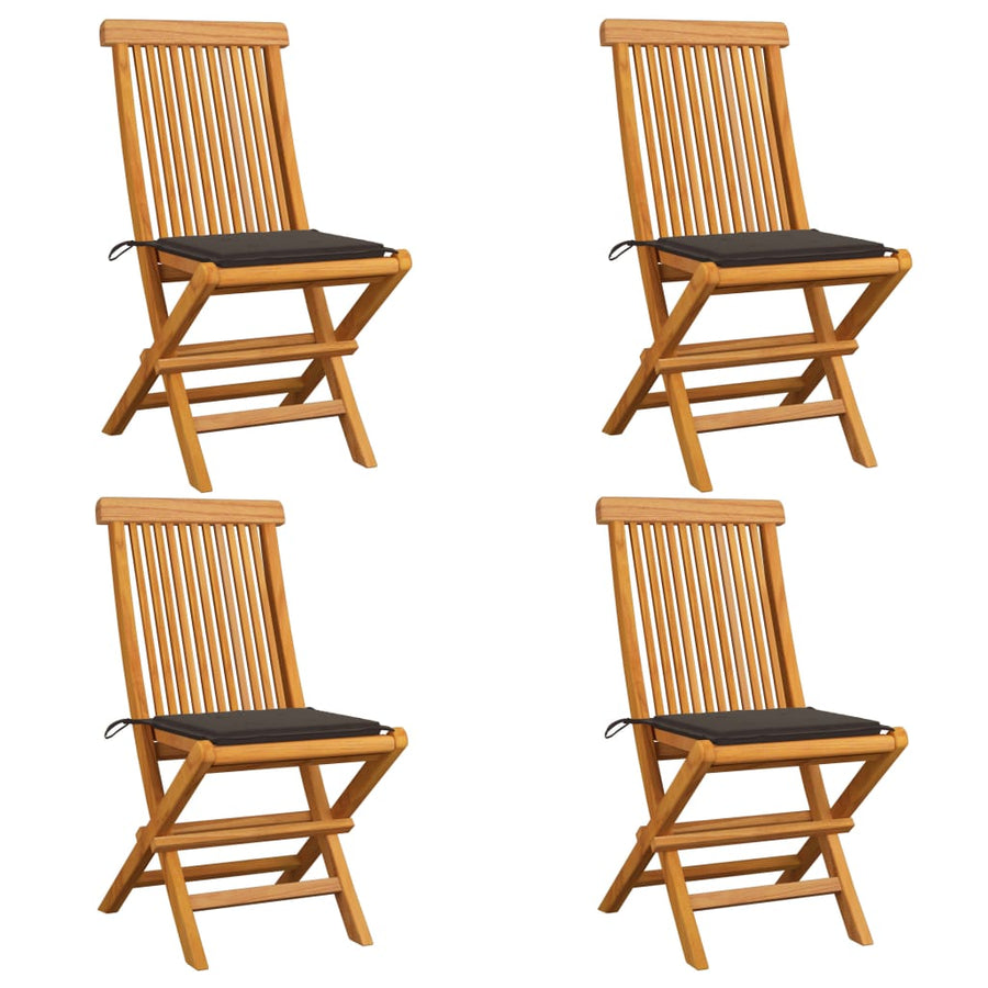 Tuinstoelen 4 St Met Taupe Kussens Massief Teakhout 1