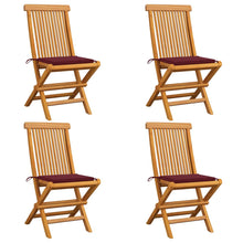 Tuinstoelen 4 St Met Wijnrode Kussens Massief Teakhout 1 Wijnrood