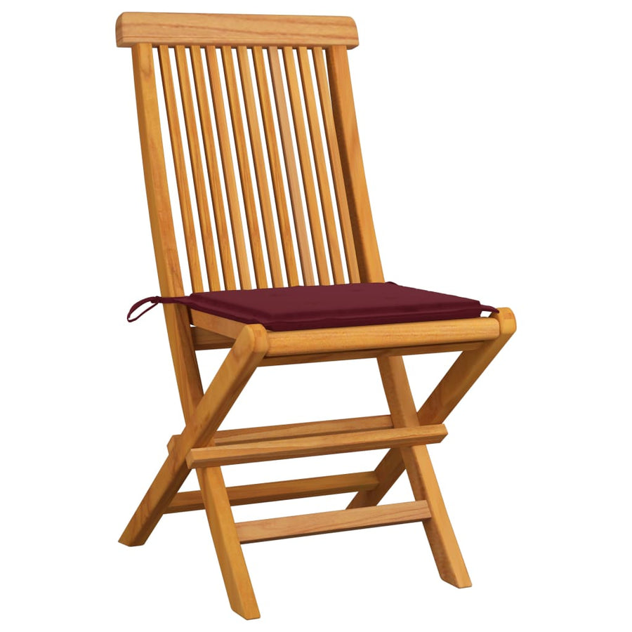 Tuinstoelen 4 St Met Wijnrode Kussens Massief Teakhout 1 Wijnrood