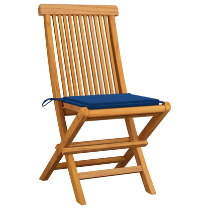 Tuinstoelen 4 St Met Koningsblauwe Kussens Massief Teakhout 1