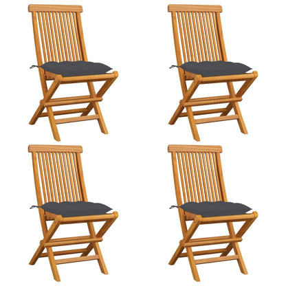 Tuinstoelen Met Kleurige Kussens Massief Teakhout 4 Antraciet