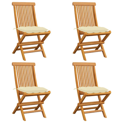 Tuinstoelen Met Witte Kussens Massief Teakhout 4 Crème