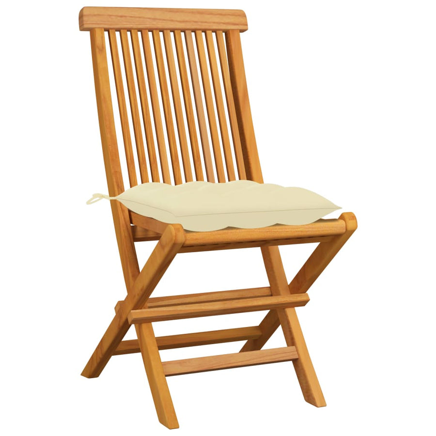 Tuinstoelen Met Witte Kussens Massief Teakhout 4 Crème