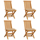 Garden Chairs with Cushions Solid Teakwood 4