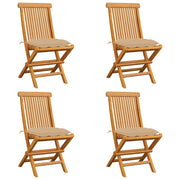 Tuinstoelen 4 stuks massief teakhout met kussens