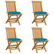 Tuinstoelen 4 st massief teakhout lichtblauw