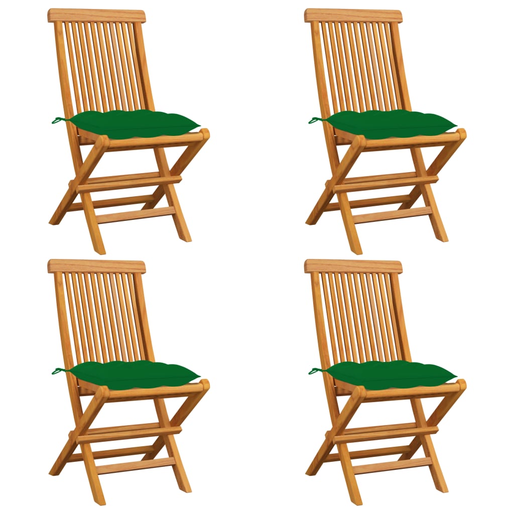 Tuinstoelen Met E Kussens Massief Teakhout 4 Groen