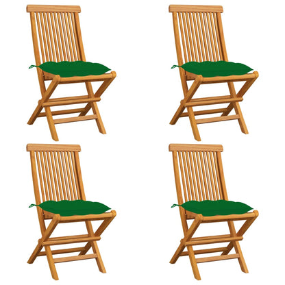 Tuinstoelen Met E Kussens Massief Teakhout 4 Groen