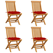 Tuinstoelen 4 stuks massief teakhout rood