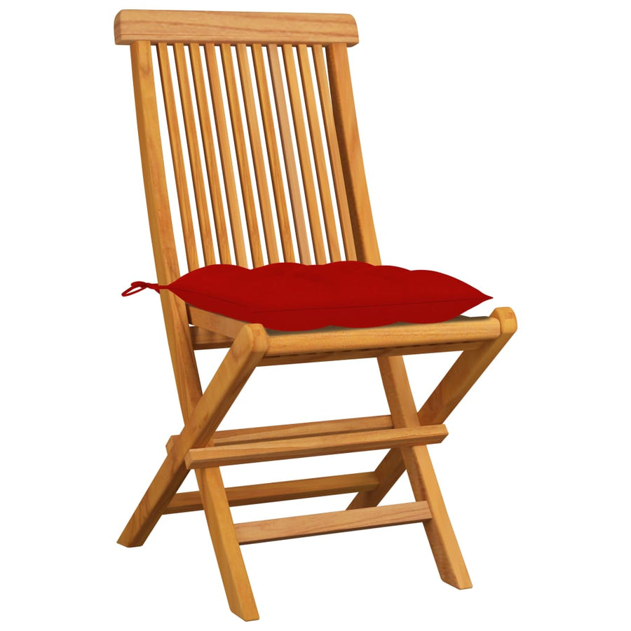 Tuinstoelen Met Rode Kussens Massief Teakhout 4