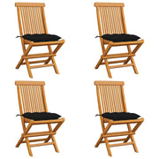 Tuinstoelen 4 st massief teakhout met kussens