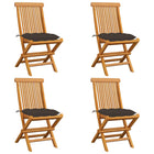 Tuinstoelen 4 stuks massief teakhout taupe kussens