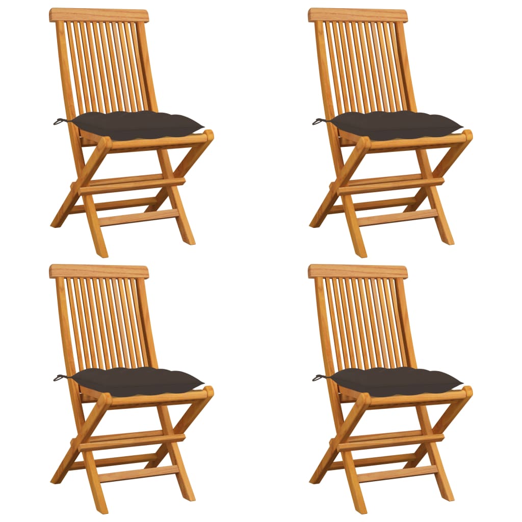 Tuinstoelen Met Kussens Massief Teakhout 4 Taupe