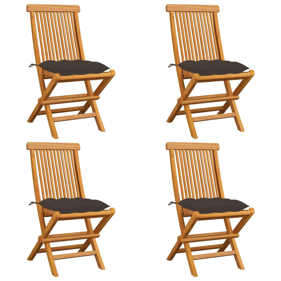 Tuinstoelen Met Kussens Massief Teakhout 4 Taupe