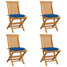 Tuinstoelen Met E Kussens Massief Teakhout 4 Blauw