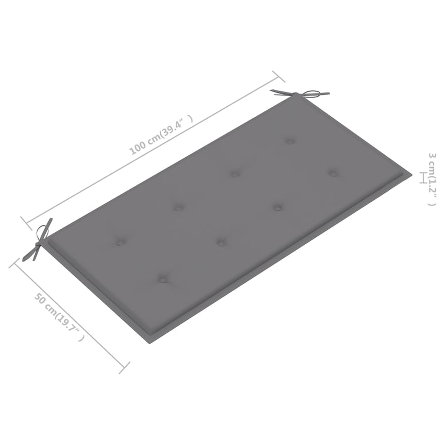 Tuinbank Met Grijs Kussen 112 Cm Massief Teakhout