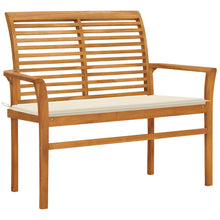 Tuinbank Met Kleurig Kussen 112 Cm Massief Teakhout Crème 2