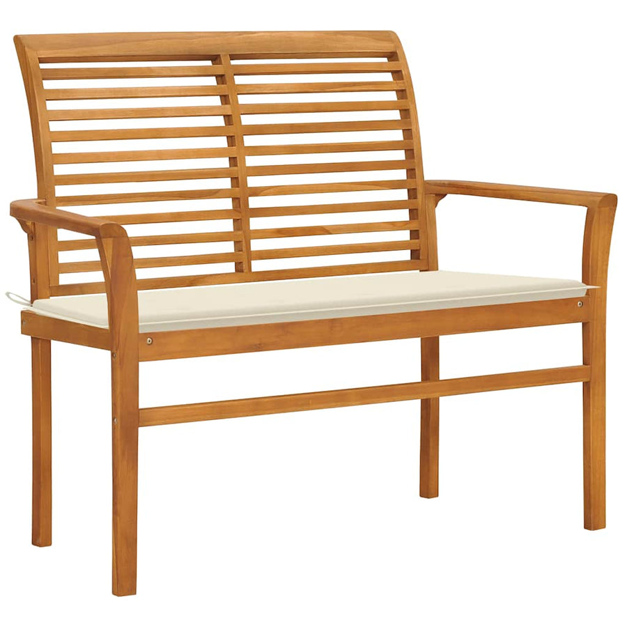 Tuinbank Met Kleurig Kussen 112 Cm Massief Teakhout Crème 2