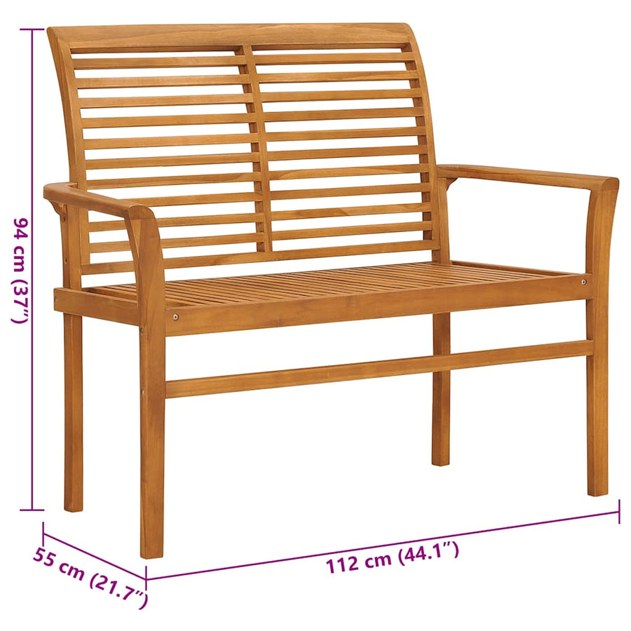 Tuinbank Met Kleurig Kussen 112 Cm Massief Teakhout Crème 2