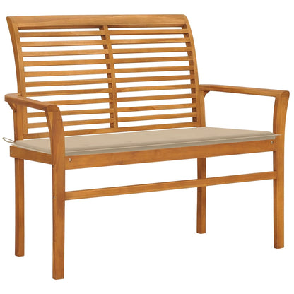 Tuinbank Met Kussen 2 Cm Massief Teakhout Beige