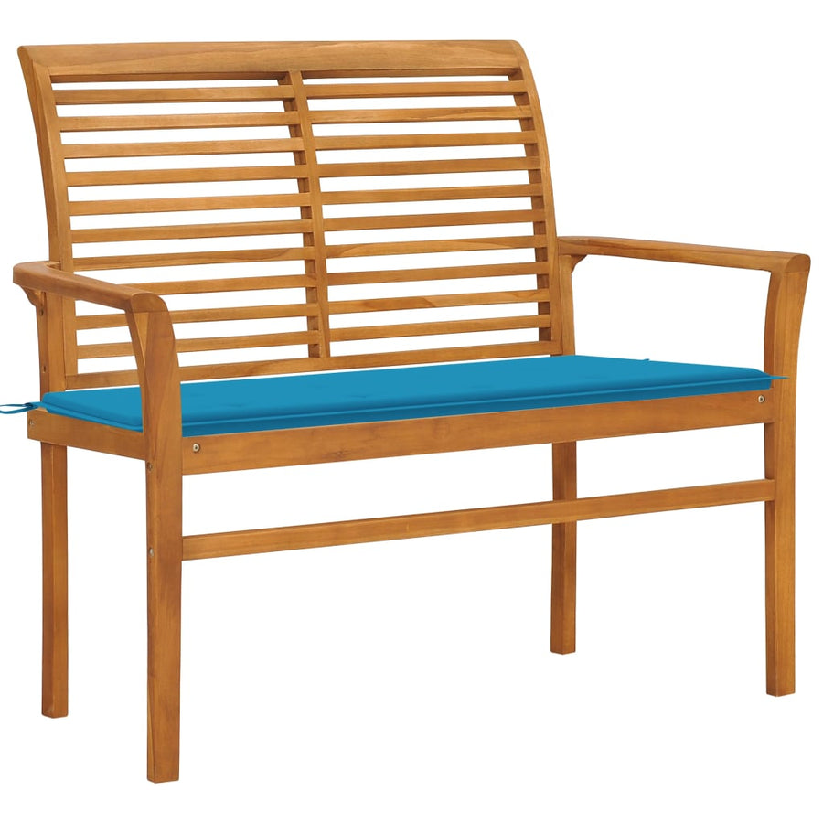 Tuinbank Met Kussen 2 Cm Massief Teakhout Blauw