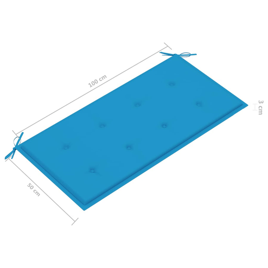 Tuinbank Met Kussen 2 Cm Massief Teakhout Blauw