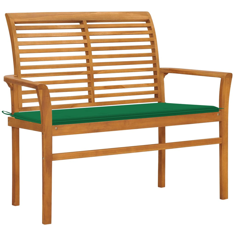 Tuinbank Met Kussen 112 Cm Massief Teakhout Groen