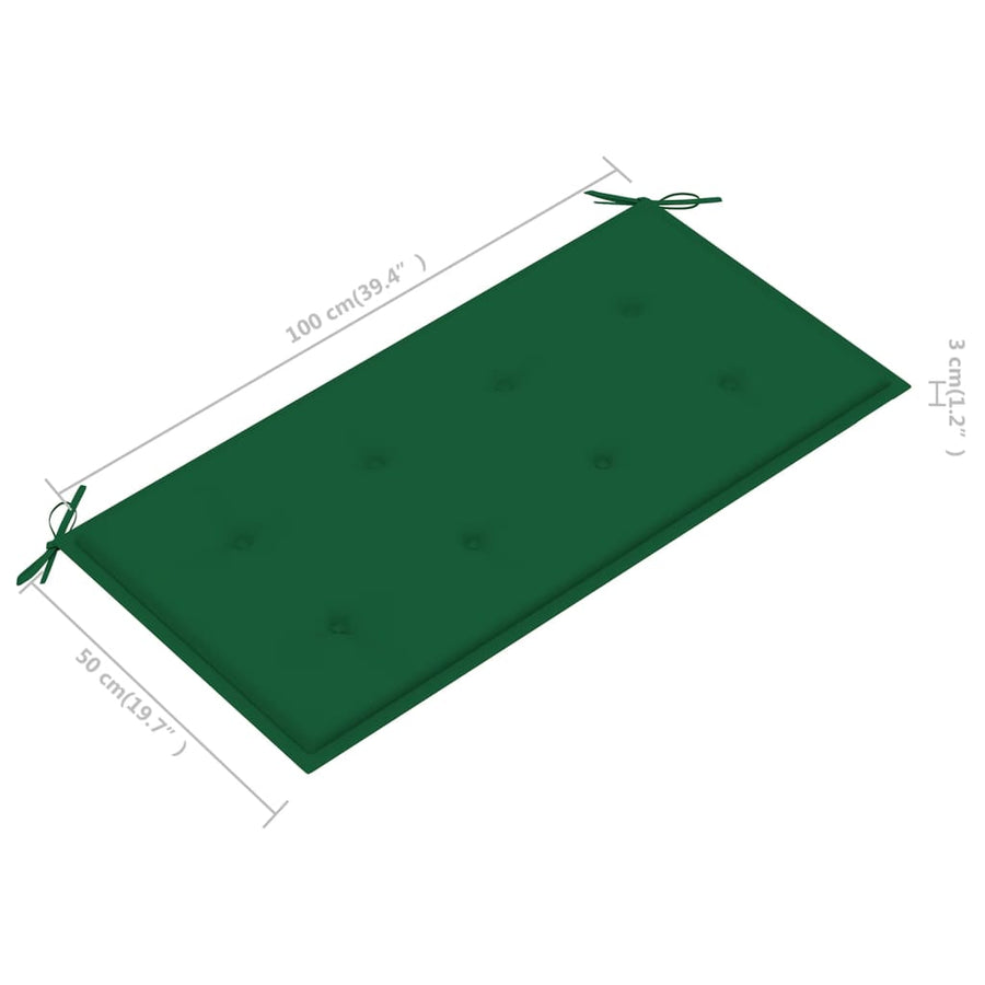 Tuinbank Met Kussen 112 Cm Massief Teakhout Groen