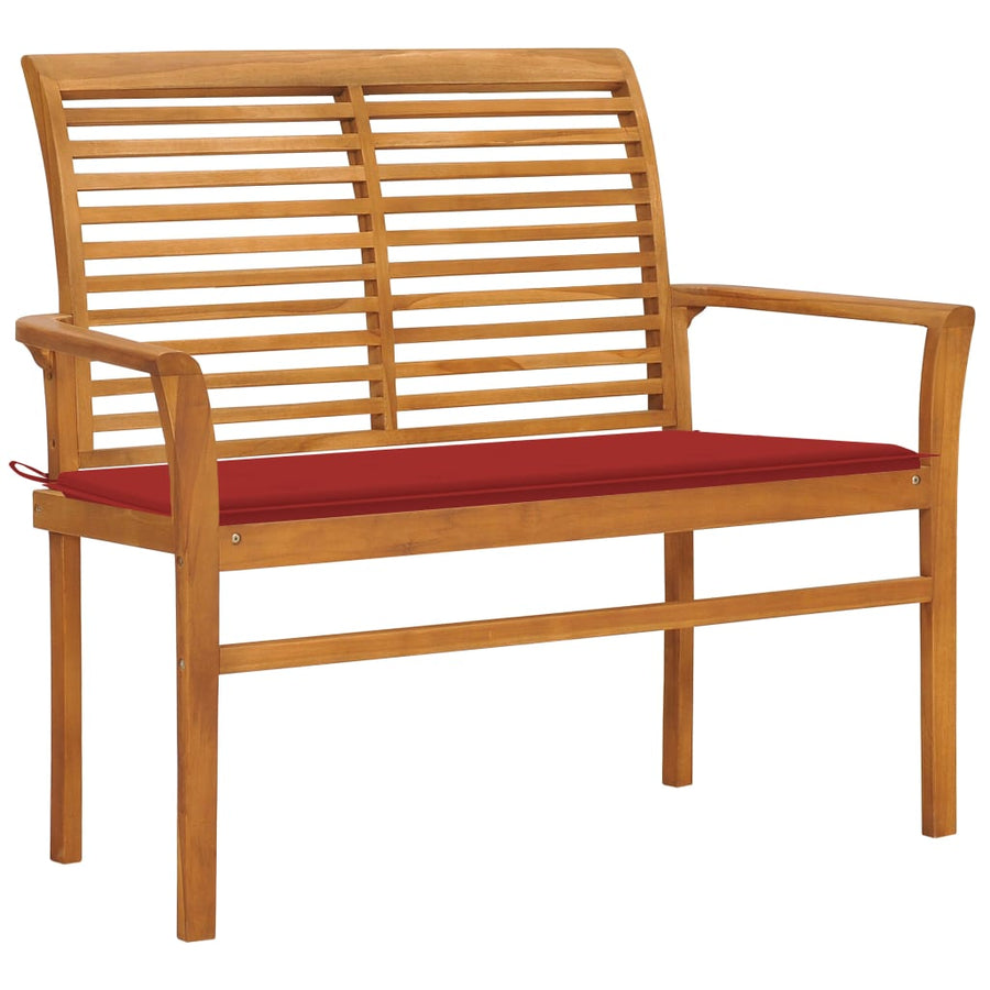 Tuinbank Met Kussen 2 Cm Massief Teakhout Rood