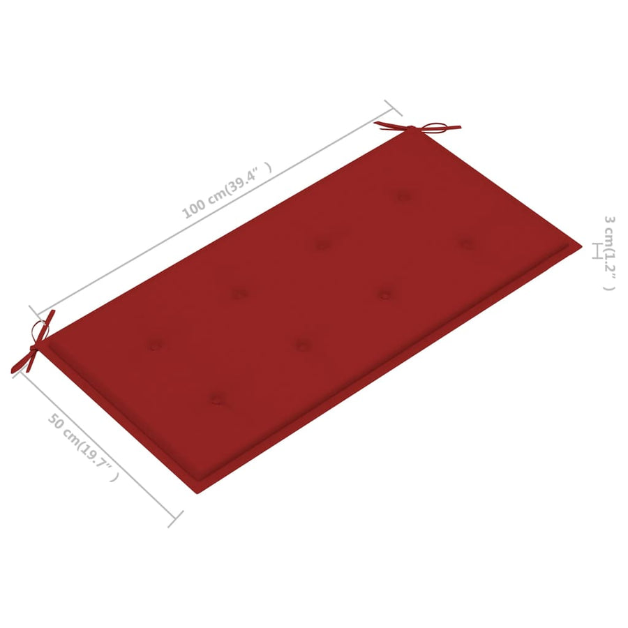 Tuinbank Met Kussen 2 Cm Massief Teakhout Rood