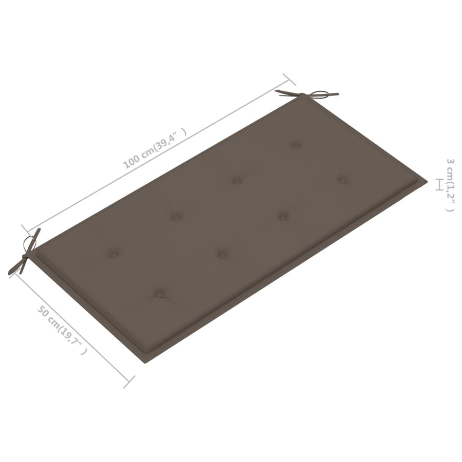 Tuinbank Met Kussen 2 Cm Massief Teakhout Taupe