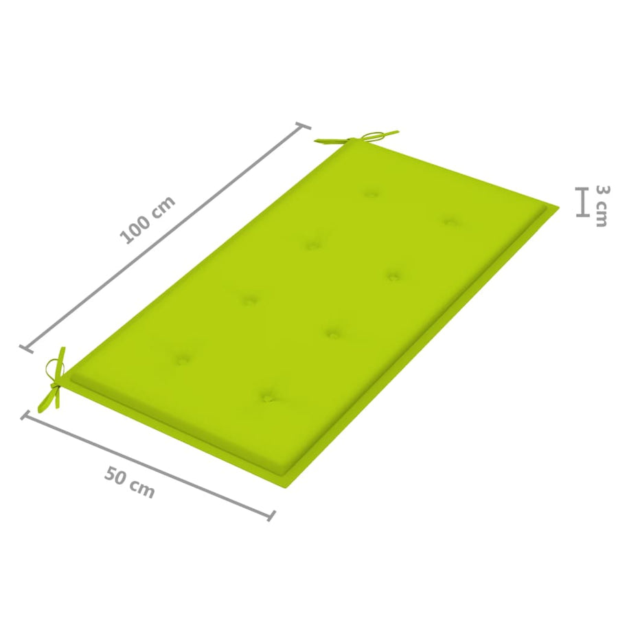 Tuinbank Met Kussen 2 Cm Massief Teakhout Heldergroen