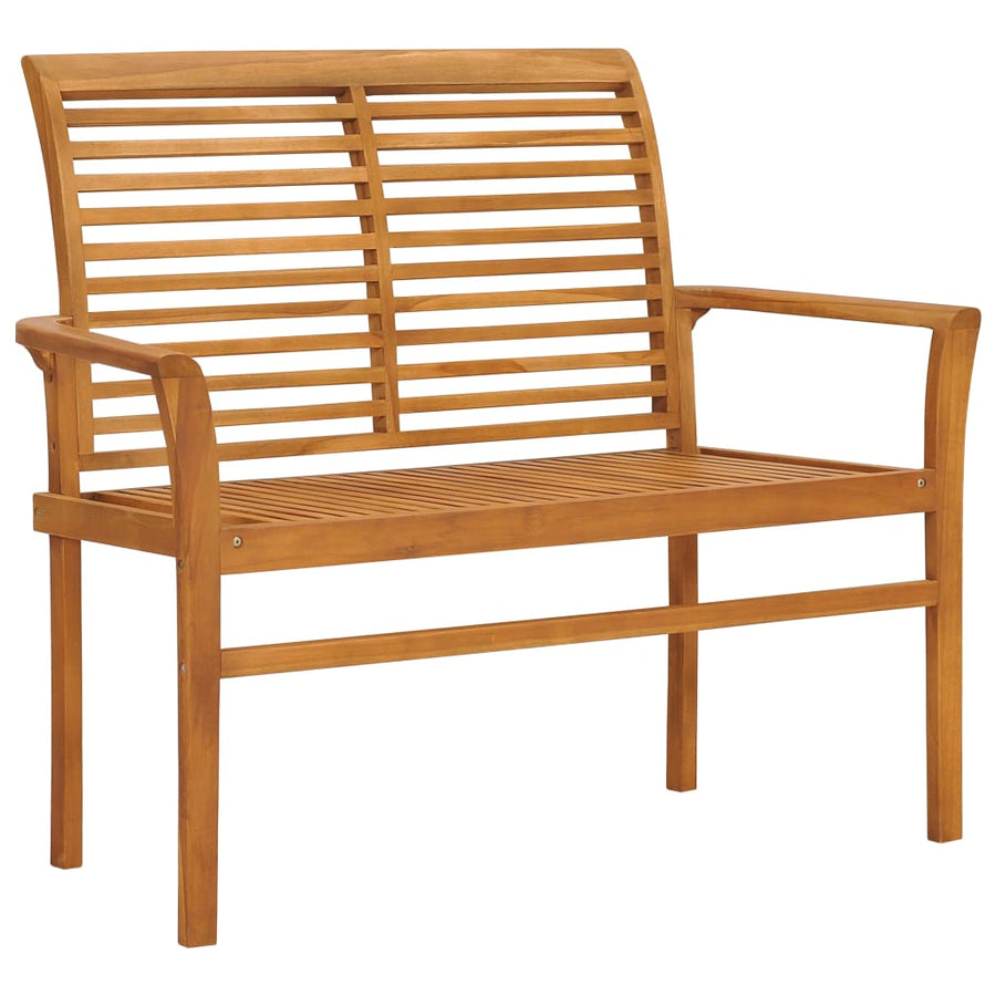 Tuinbank Met Rood Geruit Kussen 112 Cm Massief Teakhout Rood Ruitpatroon 1