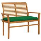 Tuinbank 112 cm massief teakhout met groen kussen