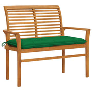 Tuinbank 112 cm massief teakhout met groen kussen