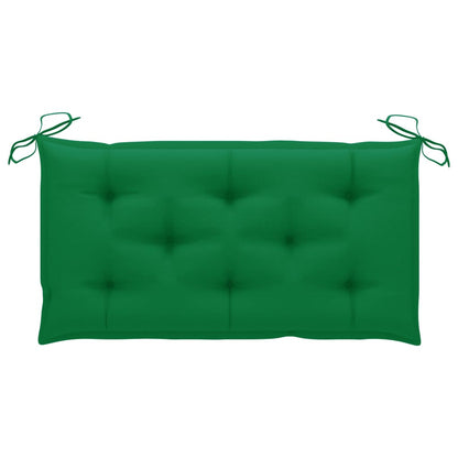 Tuinbank met groen kussen 112 cm massief teakhout
