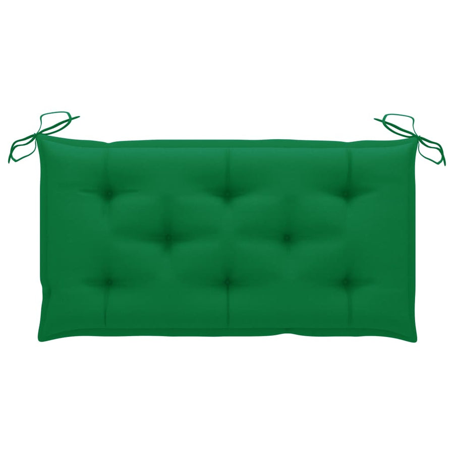 Tuinbank met groen kussen 112 cm massief teakhout